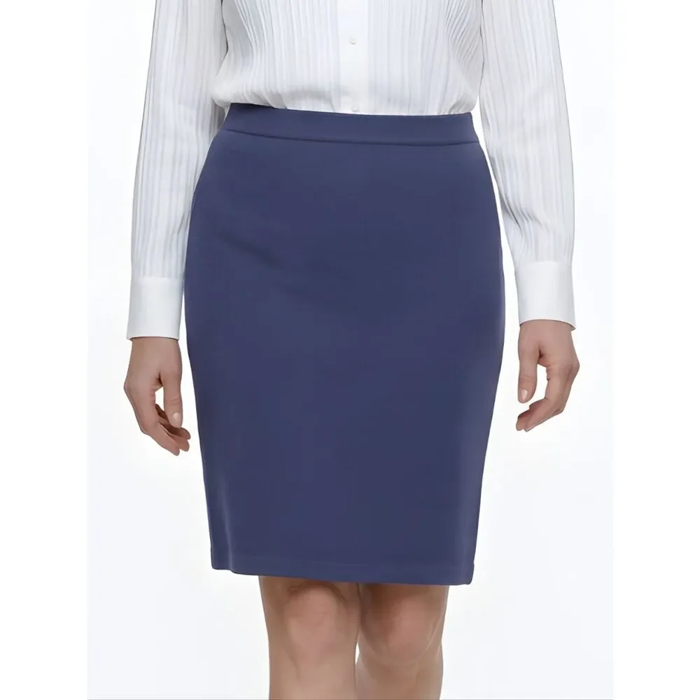 St. John Evening Blue/Gray Knit Pencil Skirt Size 10